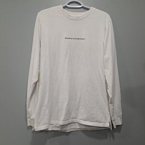 Seek‎ Discomfort Mens Large Long Sleeve Graphic T-Shirt White Checkered Logo